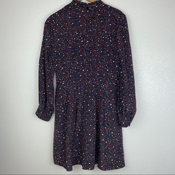 Madewell 100% Silk Red White & Blue Stars Tie Silk Dress - Picture 6 of 12